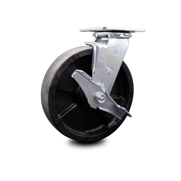8 Inch Glass Filled Nylon Swivel Caster with Ball Bearing and Brake SCC